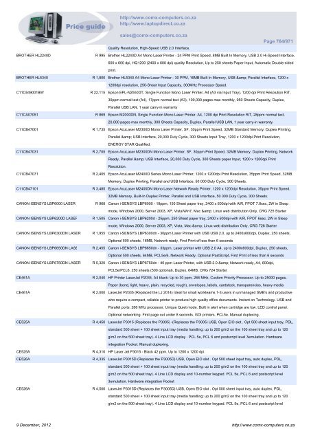 ComX Computers price list