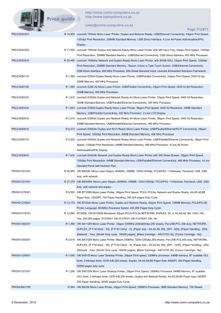 ComX Computers price list