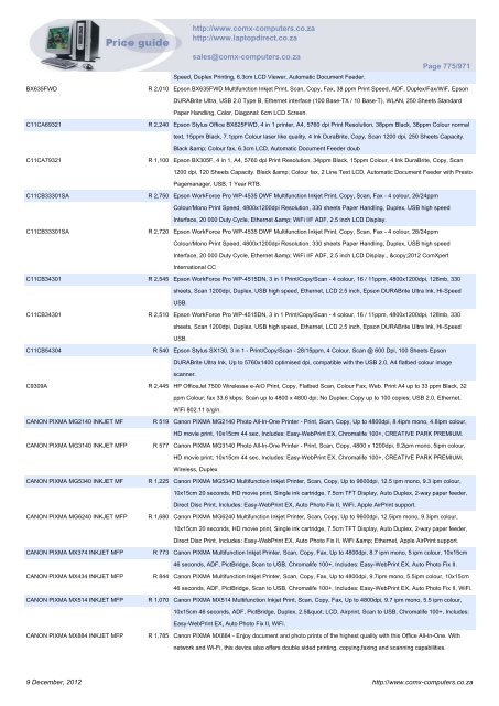 ComX Computers price list