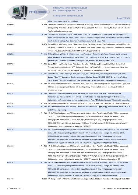 ComX Computers price list