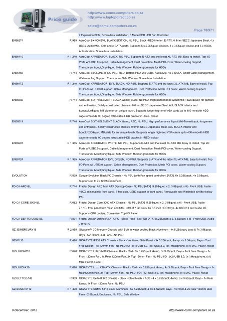 ComX Computers price list