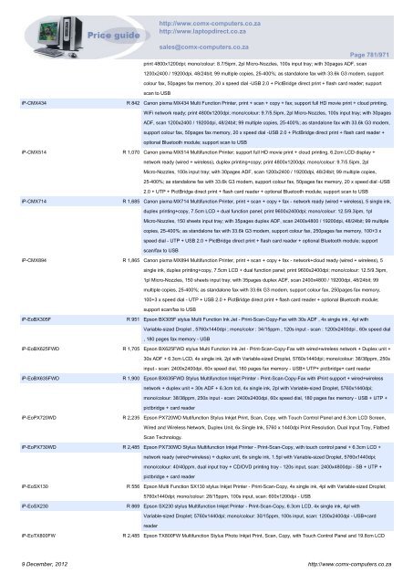 ComX Computers price list