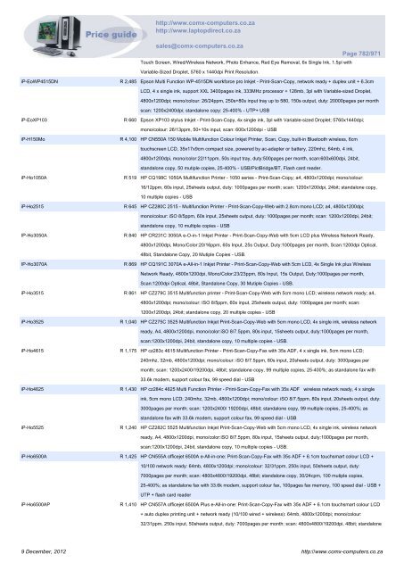 ComX Computers price list