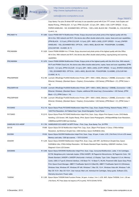 ComX Computers price list