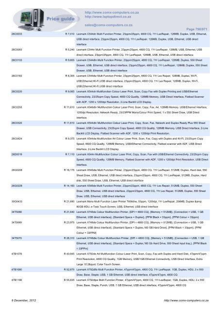 ComX Computers price list