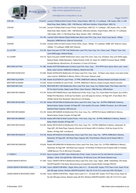 ComX Computers price list