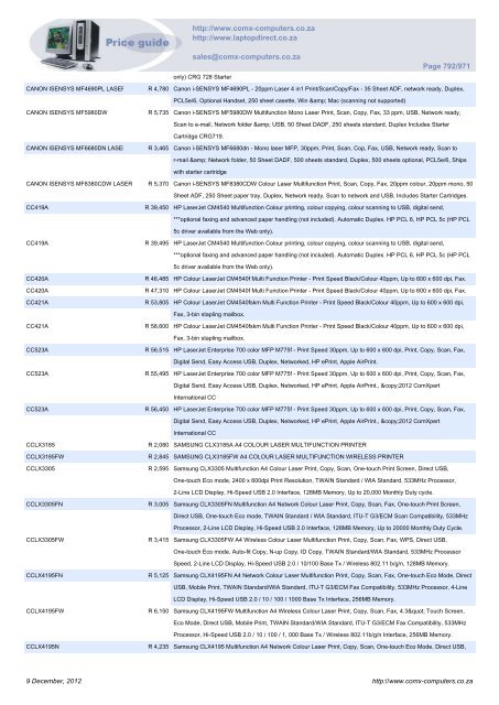 ComX Computers price list