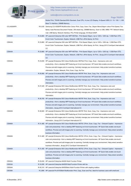 ComX Computers price list