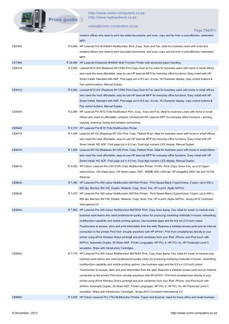 ComX Computers price list