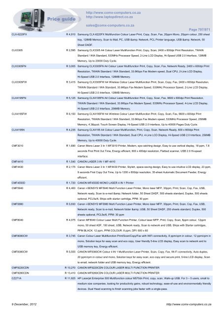 ComX Computers price list