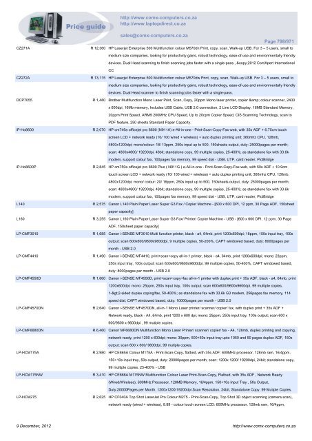 ComX Computers price list