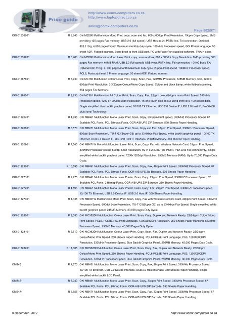 ComX Computers price list