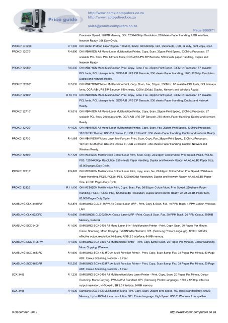 ComX Computers price list