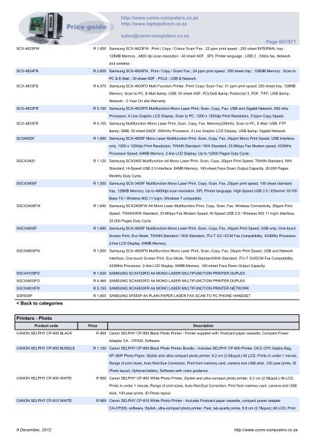 ComX Computers price list