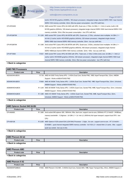 ComX Computers price list