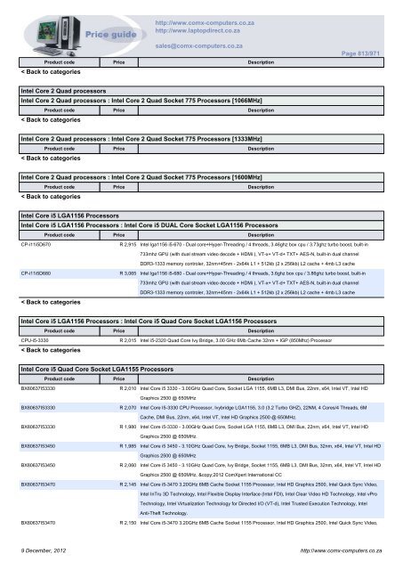 ComX Computers price list