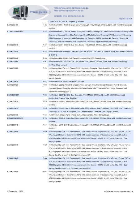 ComX Computers price list