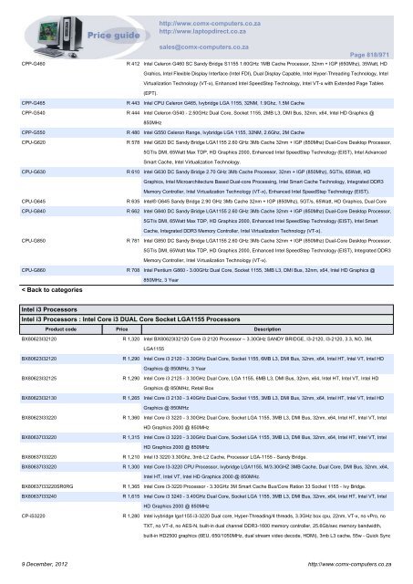 ComX Computers price list