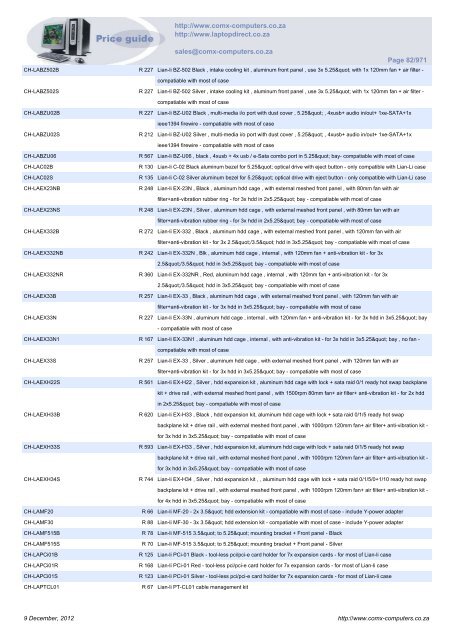 ComX Computers price list