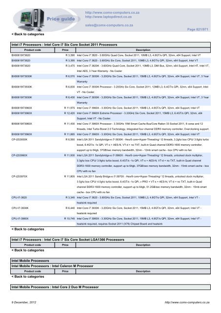 ComX Computers price list