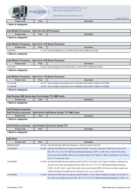 ComX Computers price list