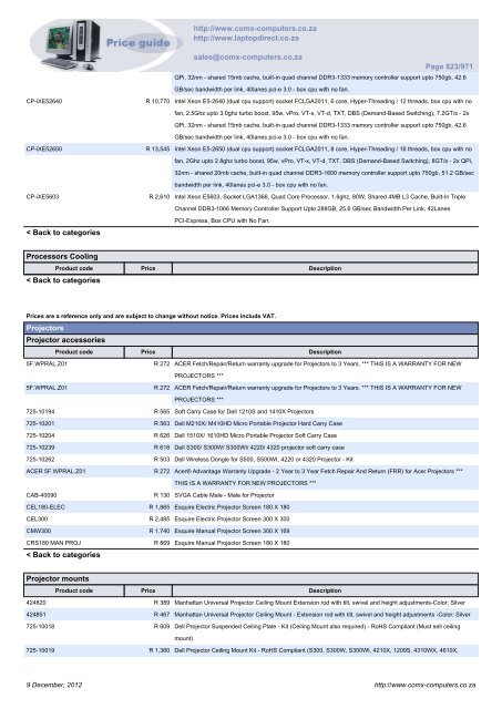 ComX Computers price list