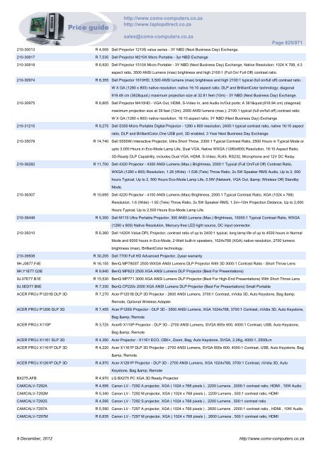 ComX Computers price list