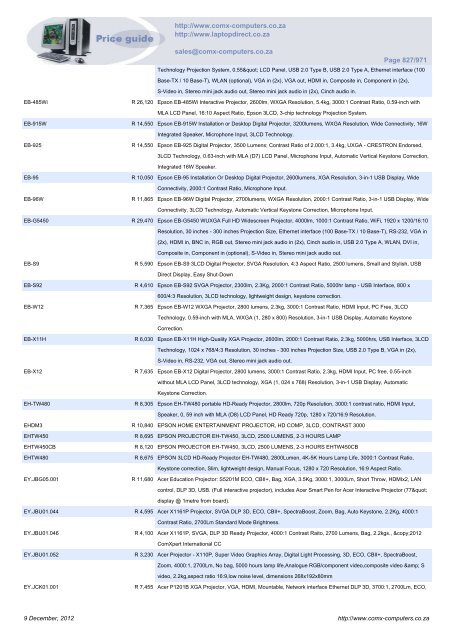 ComX Computers price list