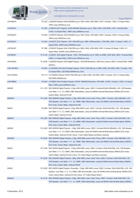 ComX Computers price list