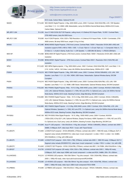 ComX Computers price list