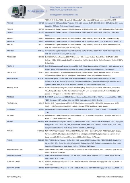 ComX Computers price list