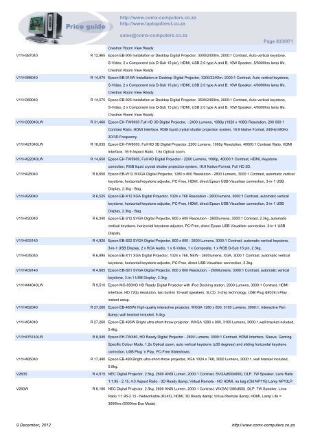 ComX Computers price list