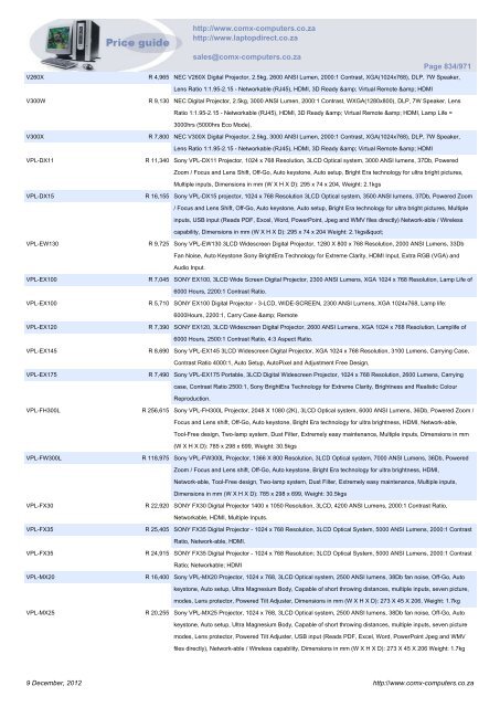 ComX Computers price list