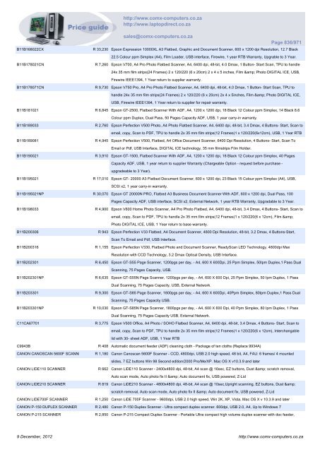 ComX Computers price list