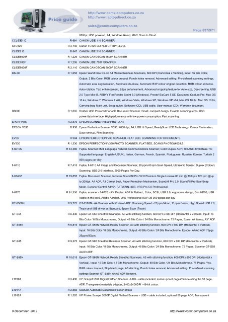 ComX Computers price list