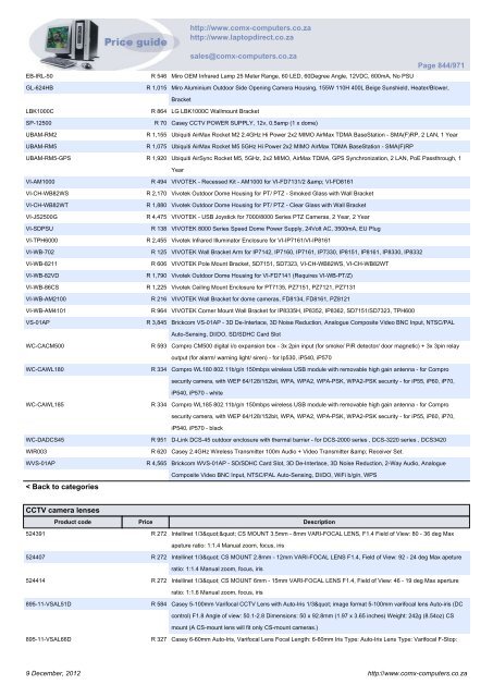 ComX Computers price list