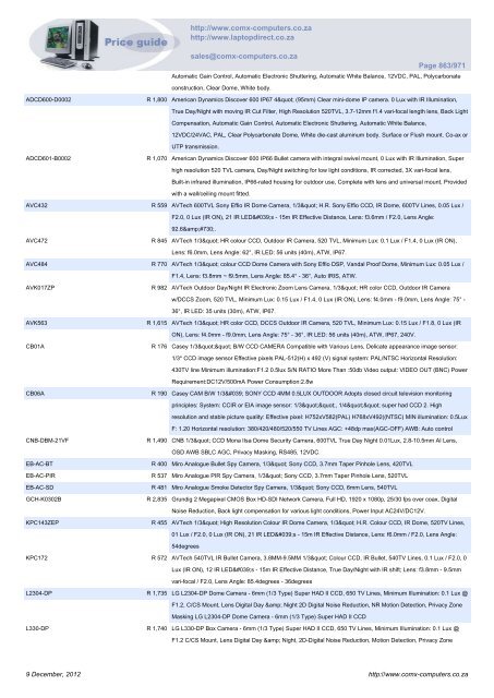 ComX Computers price list