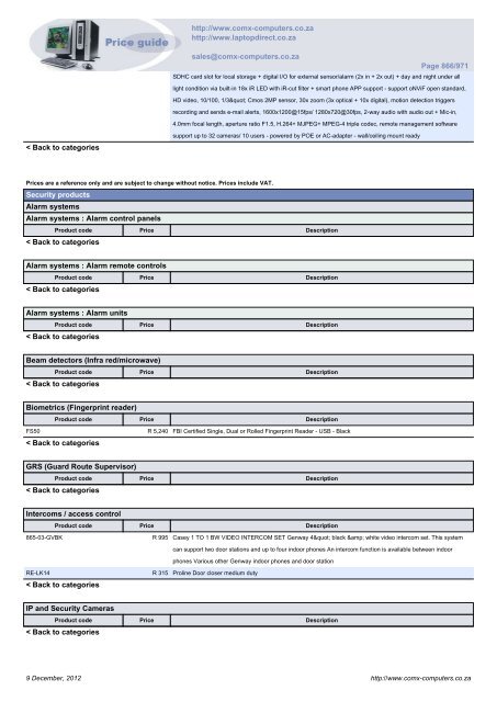 ComX Computers price list