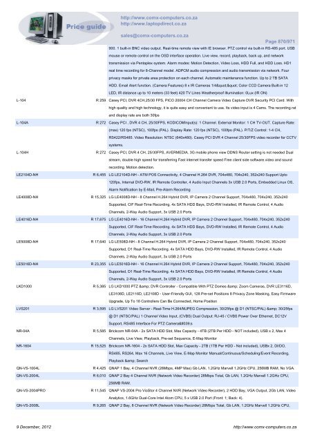 ComX Computers price list