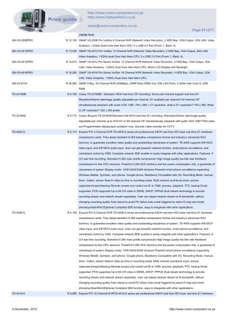 ComX Computers price list