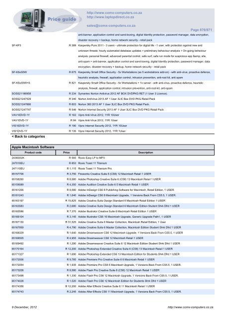 ComX Computers price list