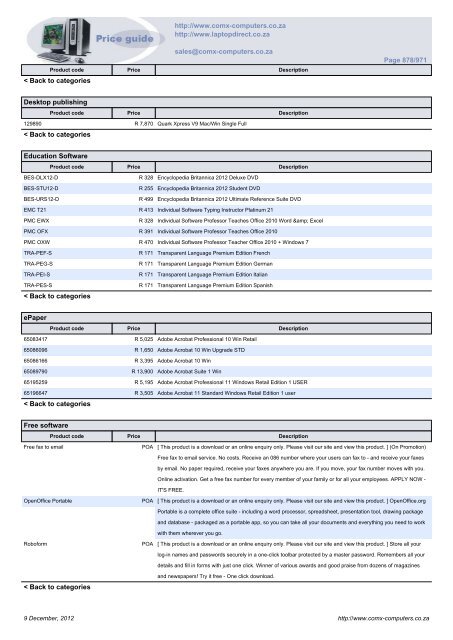 ComX Computers price list