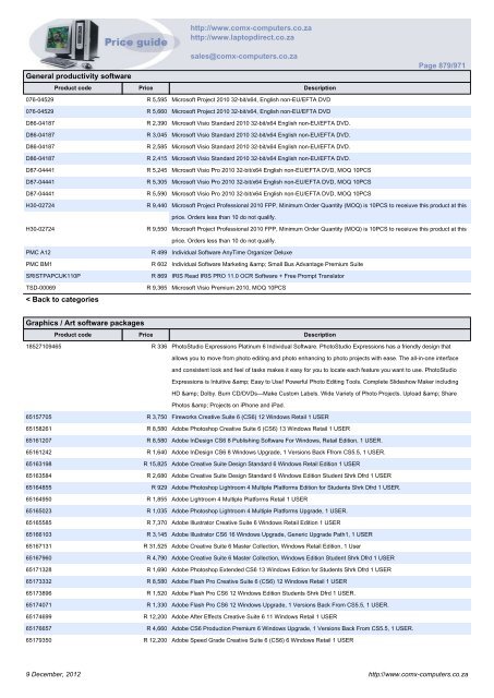 ComX Computers price list