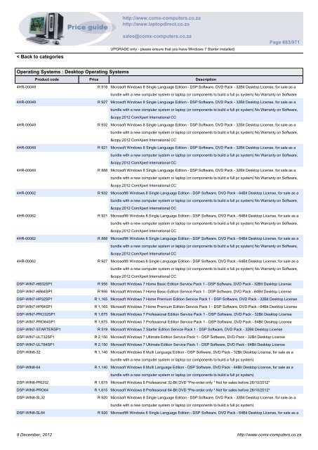 ComX Computers price list