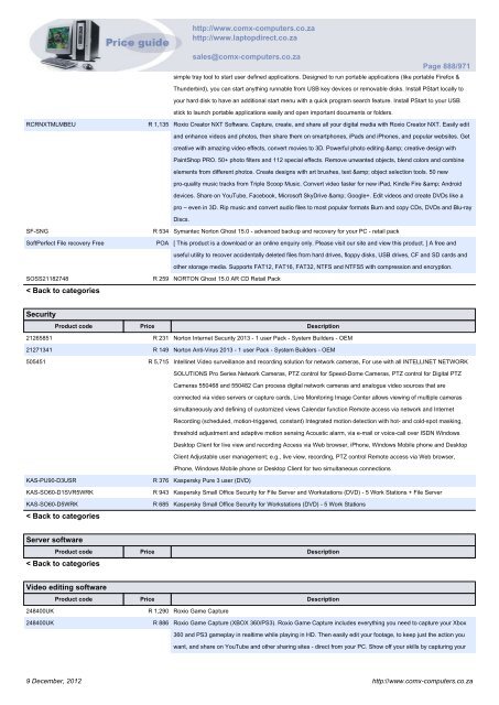 ComX Computers price list