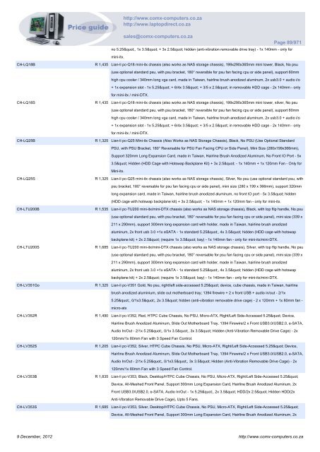 ComX Computers price list