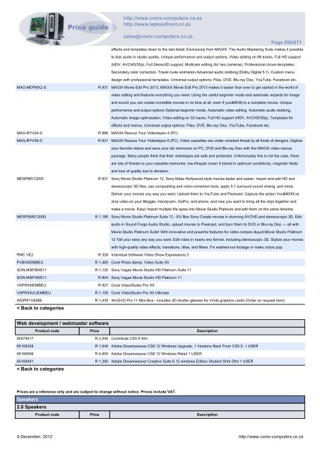 ComX Computers price list