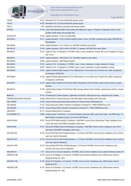 ComX Computers price list