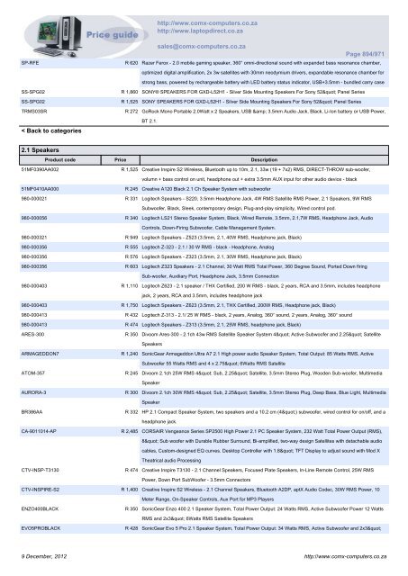 ComX Computers price list