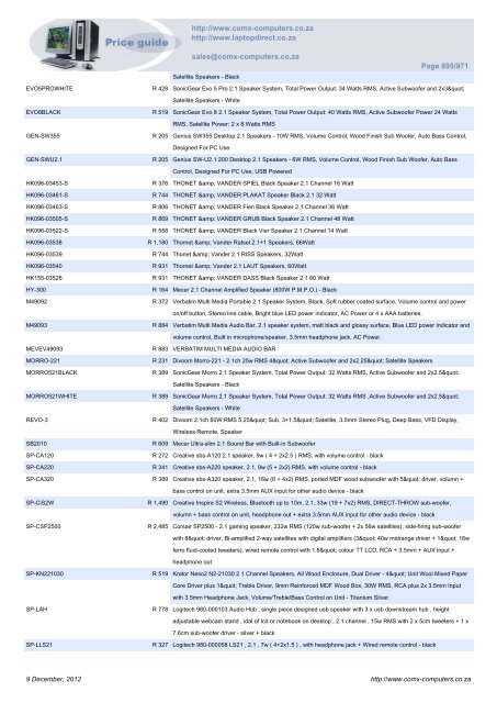 ComX Computers price list